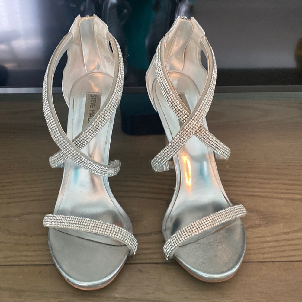 Steve Madden rhinestone cross strap heels 8.5